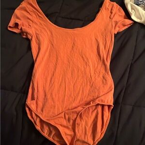 Orange Scoop Neck Women's Top